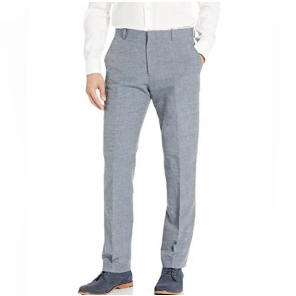 PERRY ELLIS PORTFOLIO Mens Slim Fit Linen Dress Pants Size 38x30 Bay Blue NWT$95